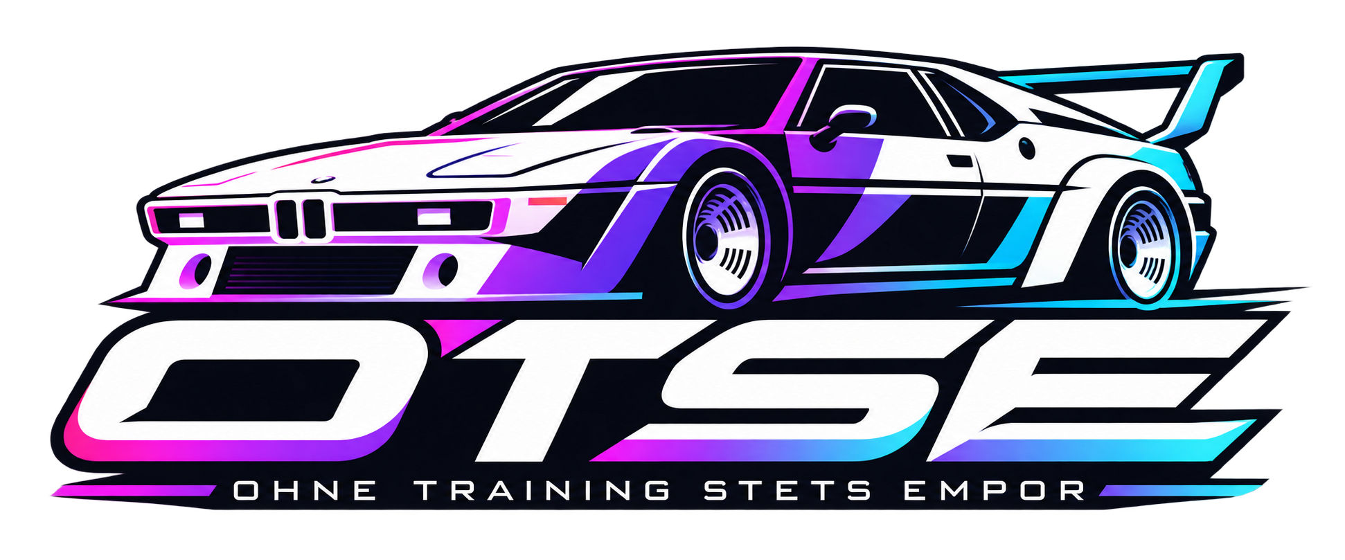 OTSE-Original-Logo mit Rennwagen und dem Schriftzug Ohne Training stets empor